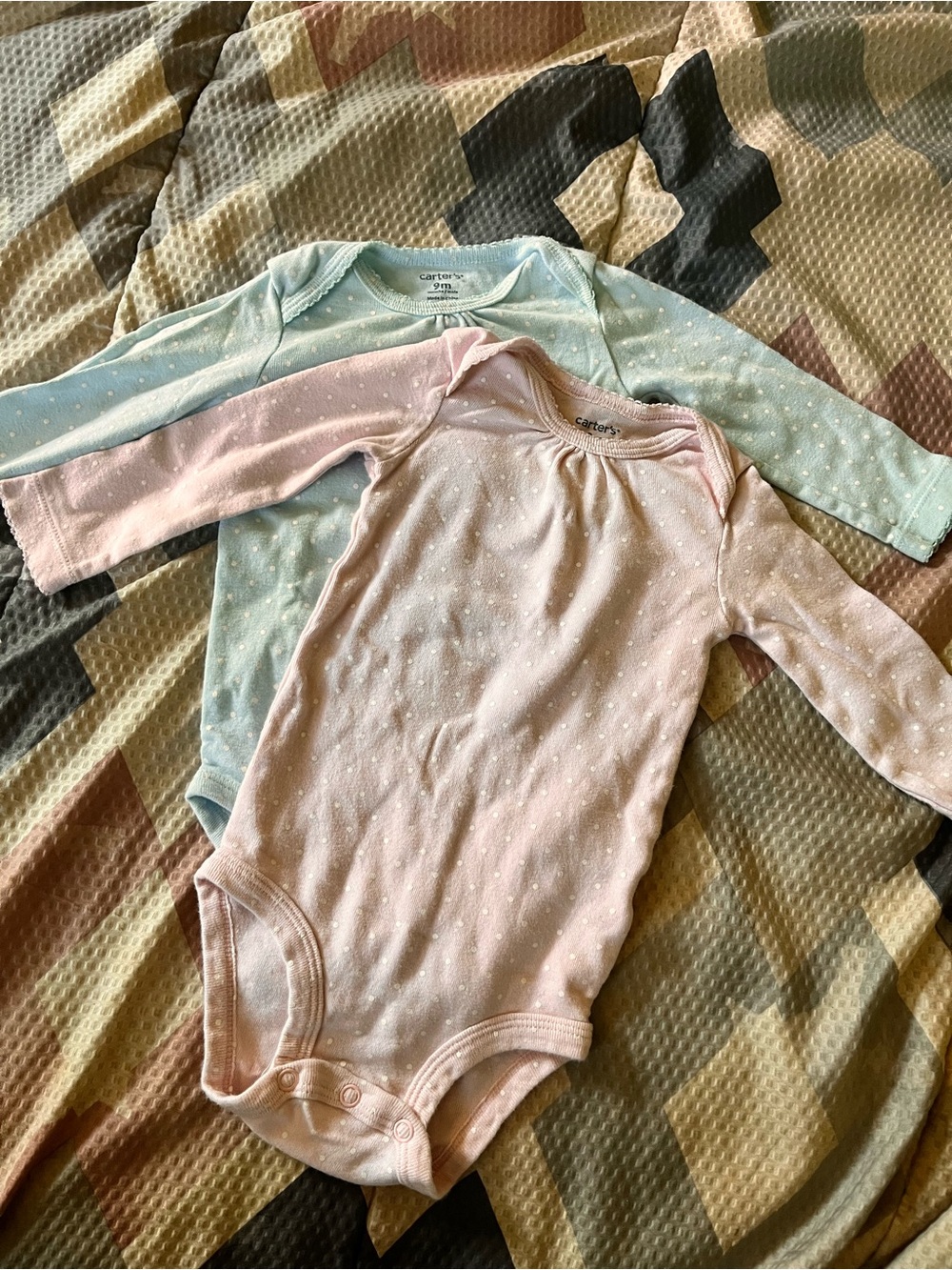 Carter's Long Sleeve Baby Bodysuit Set in Baby Pink and Blue - Picture 1 of 2